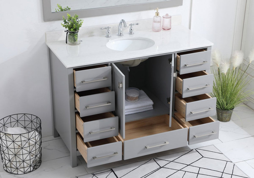 Iris 48" Single Bathroom Vanity, Gray With Backsplash