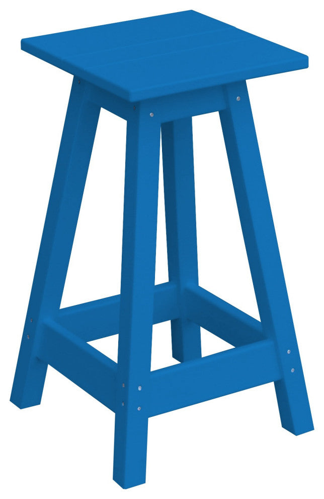 Poly Lumber Bar Stool, Blue, Counter Height, Square