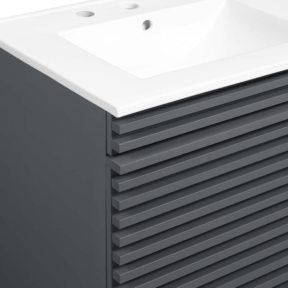 Render 48" Wall-Mount Bathroom Vanity, Gray White