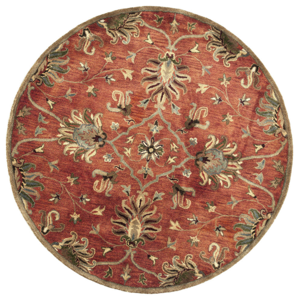 HomeRoots 5' Round Polyester Blue or Sage Area Rug