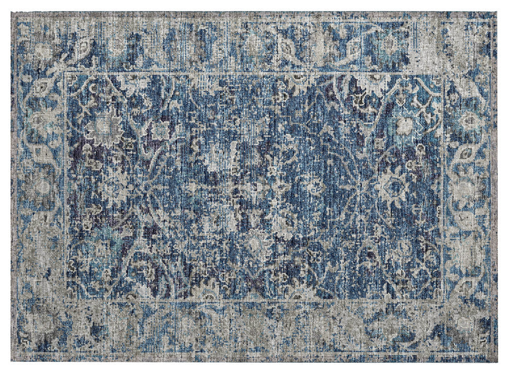 Indoor/Outdoor Marbella MB2 Navy Machine Washable 1'8" x 2'6" Rug