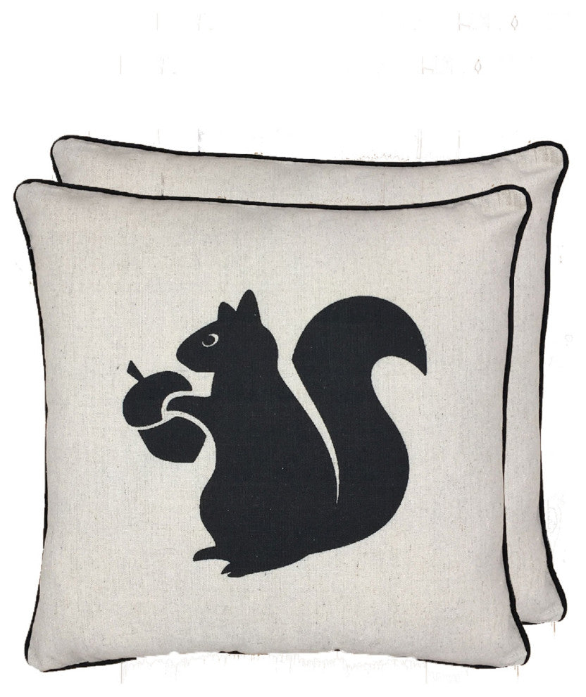 Animal Print Throw Pillow, 18"x18", Set of 2, Squrriel