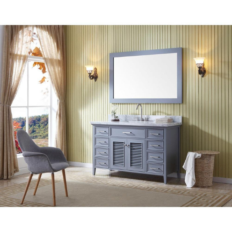 Ariel Kensington 55" Traditional Single Sink Vanity Set, Gray