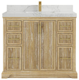 Alys Teak 42 Single Sink Bathroom Vanity Whitewashed 2" Calacatta Nuvo