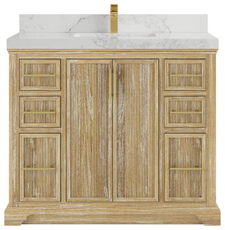 Alys Teak 42 Single Sink Bathroom Vanity Whitewashed 2" Calacatta Nuvo