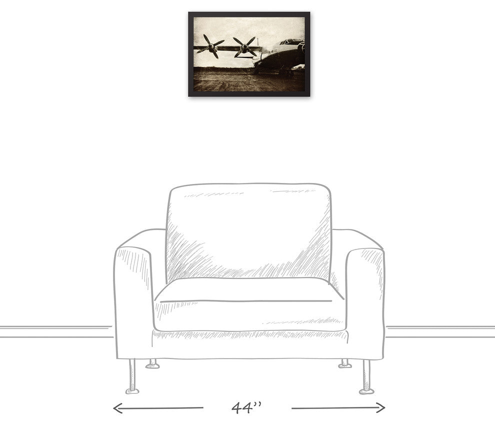 Vintage Plane 12x18 Black Framed Canvas