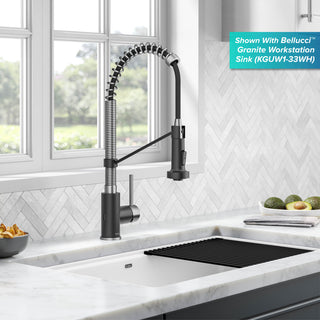 Bolden Commercial Style 2-Function Pull-Down 1-Handle 1-Hole Kitchen Faucet, Spot Free Stainless Steel/ Matte Black (Sensor Touchless)