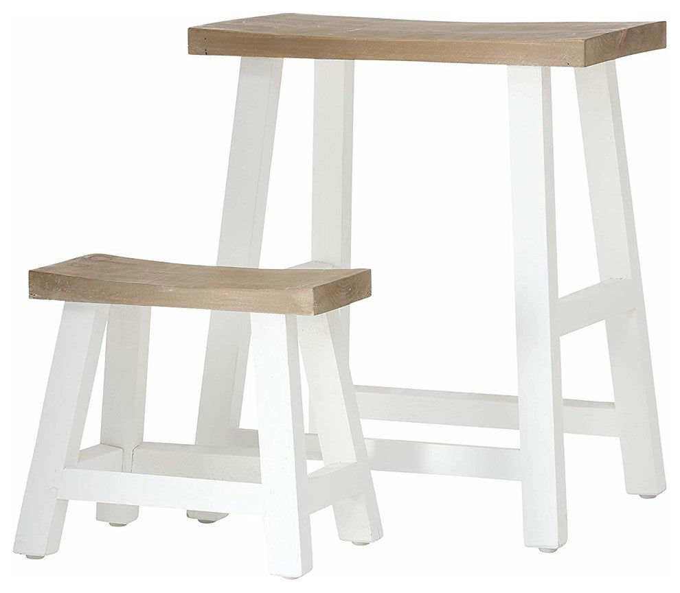 2 Piece Saddle Top Stool Set