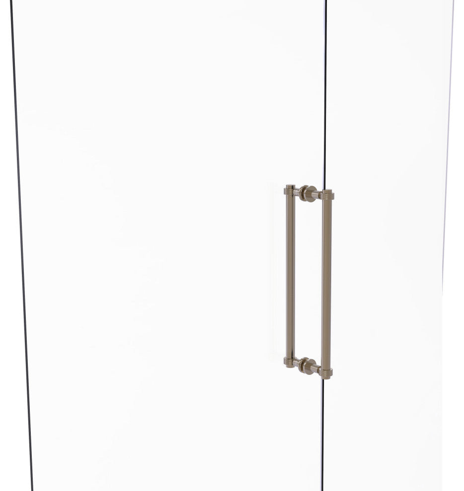 Contemporary 18" Grooved Accent Back to Back Shower Door Pull, Antique Pewter