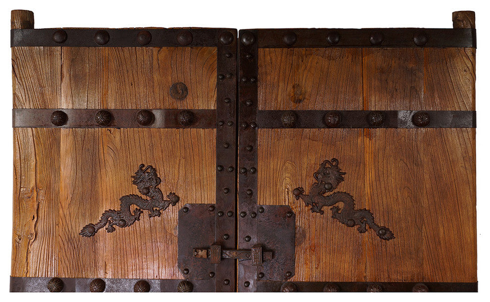 Consigned Antique Chinese Massive Court Yard Door Panels, 2-Piece Set