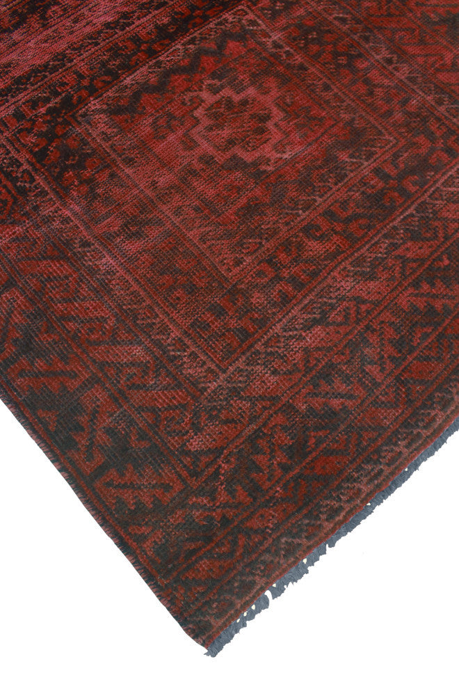 Vintage Rainbow-Dye Azucena Red/Charcoal Runner, 3'3 x 6'10