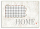 Pennsylvania Gray Gingham & Floral Heart & Home Wall Plaque Art, 13"x19"