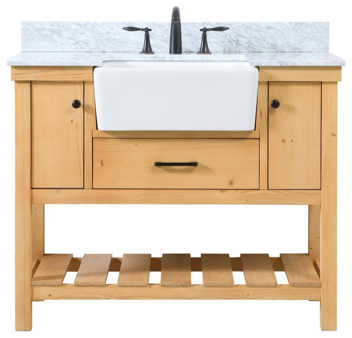 Home Living 22" Farmhouse Natural Wood-Light Bathroom Vanity