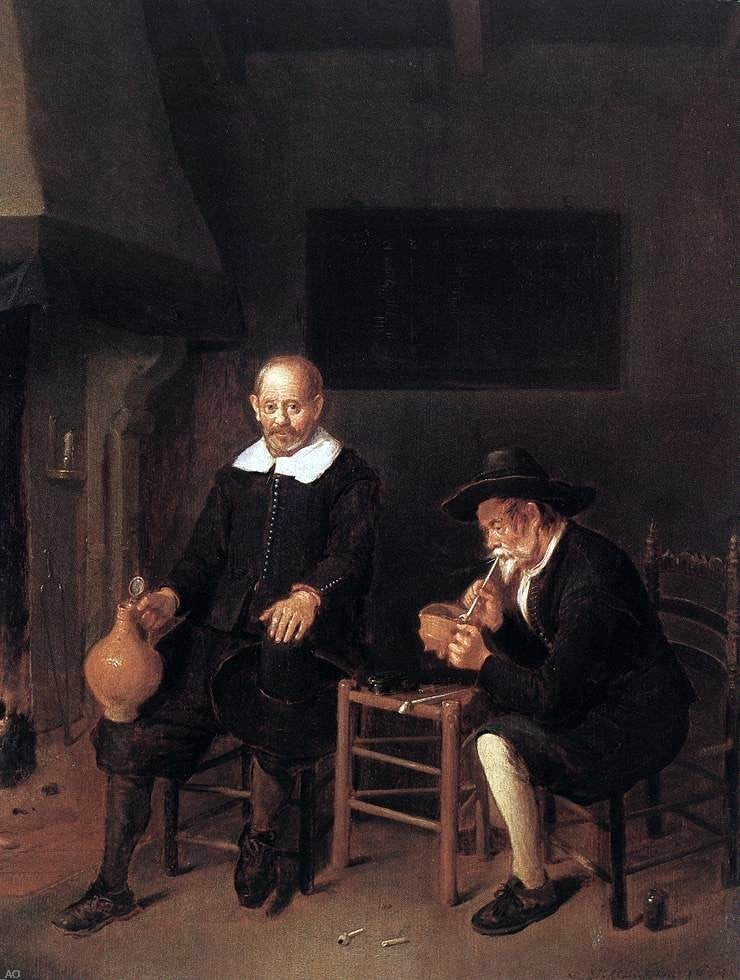 Quiringh Van Brekelenkam Interior with Two Men by the Fireside Wrapped Canvas