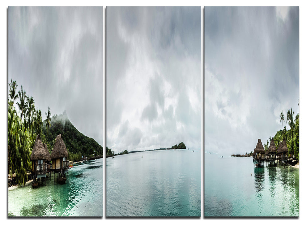 "Amazing Bora Bora Panoramic View" Metal Wall Art, 3 Panels, 36"x28"