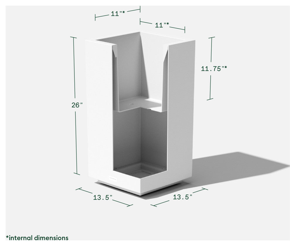 Veradek Block Series Pedestal Planter, White, Short