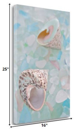 5" Speckled Snail Shell and Colorful Seaglass Giclee Wrap Canvas Wall Art