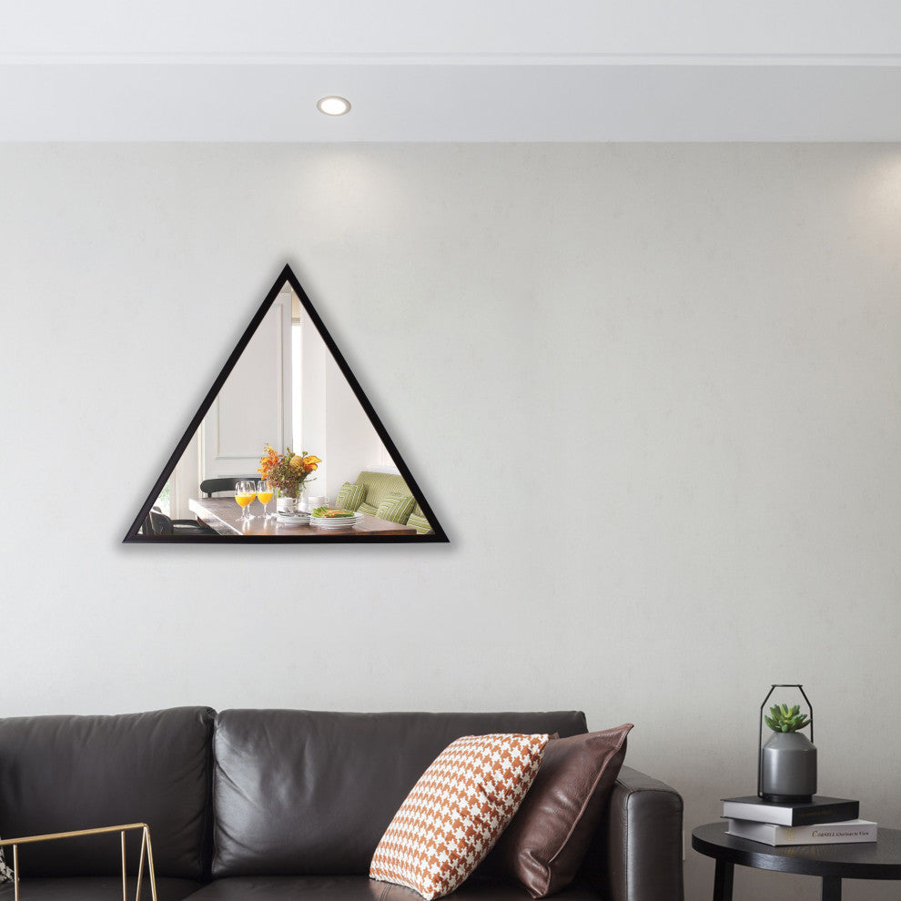 Chloe's Reflection Contemporary Black Triangle Framed Wall Mirror, 31.5" Height
