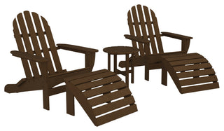 Polywood Classic Oversized Curveback Adirondack 5-Piece Casual Set, Teak