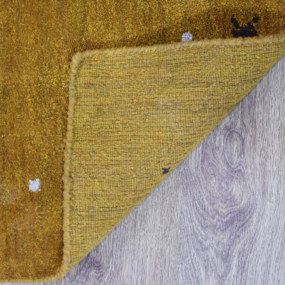 Hand Knotted Loom Silk Mix Area Rug Contemporary Gold
