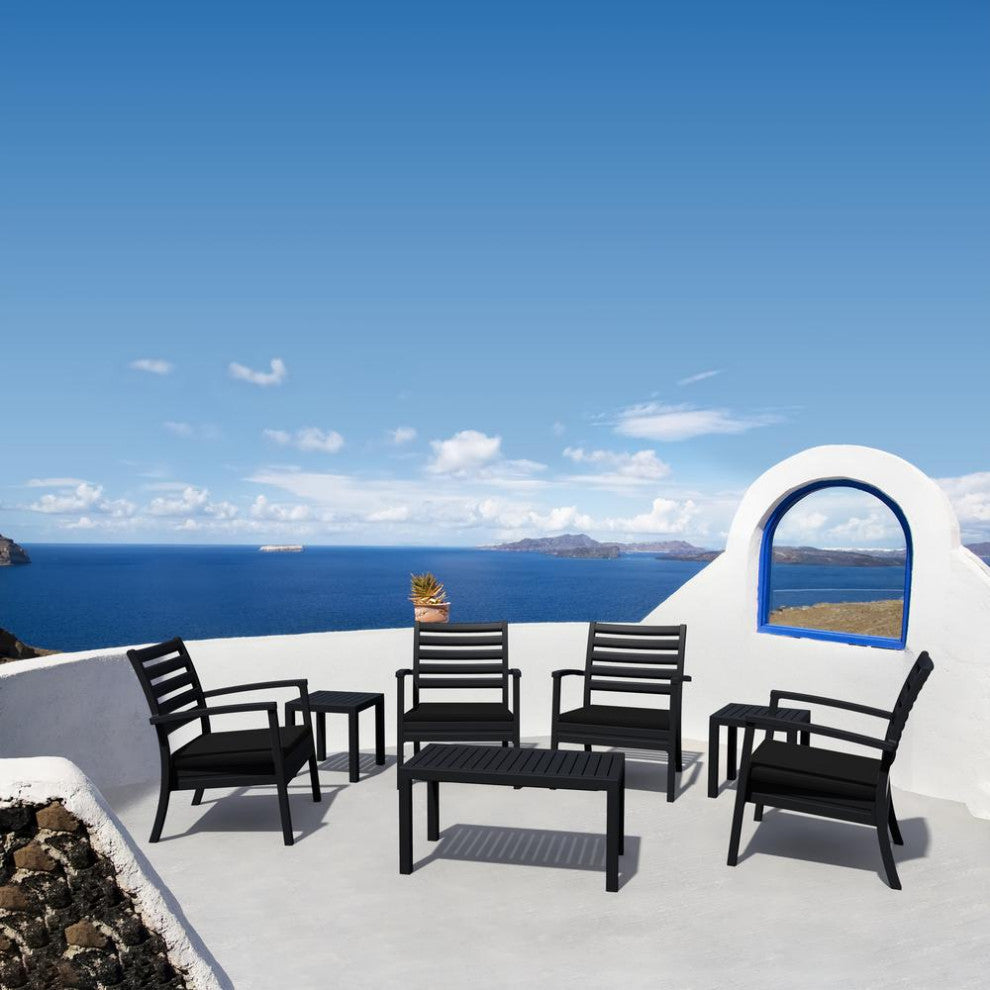Artemis XL Club Chair Black with Sunbrella Black Cushions, Set of 2