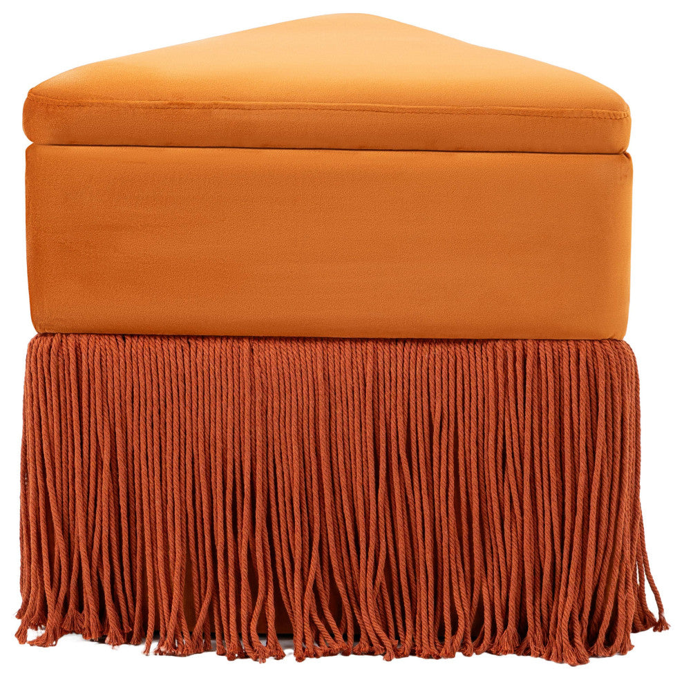 Trivoli Upholstered Ottoman/Stool, Cognac, Velvet