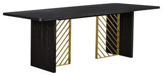 Monaco Black Wood Dining Table with Antique Brass Accent
