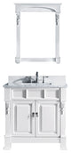 Virtu Huntshire 36" Single Bathroom Vanity, White With Faucet and Mirror
