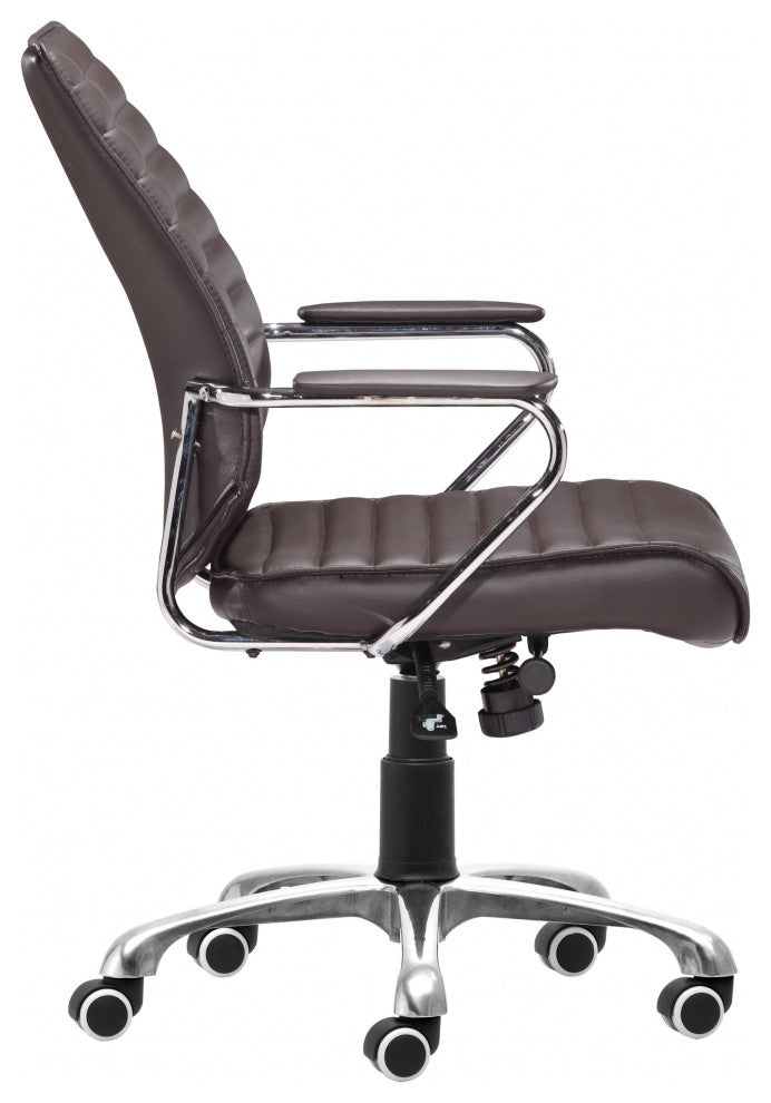 Brown Faux Leather Executive Channel Back Rolling Office Chair
