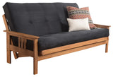 Caleb Frame Futon With Butternut Finish, Suede Black