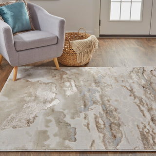 Weave & Wander Tripoli Modern Marble Rug, Beige/Gold, 5'x8'