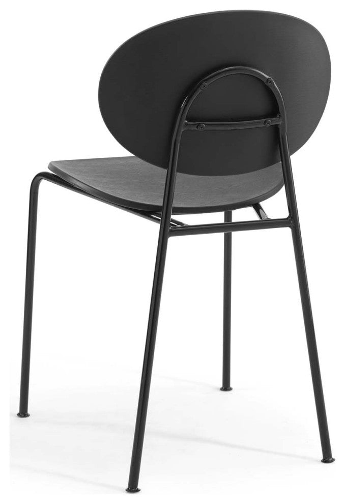 Side Dining Chair, Set of 2, Plastic, Metal, Black, Modern, Bistro Restaurant
