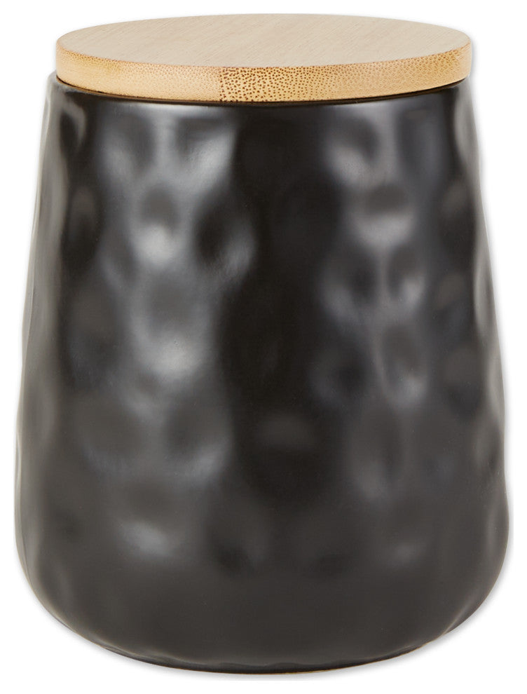 Black Matte Dimple Texture Ceramic Canister (Set of 2)
