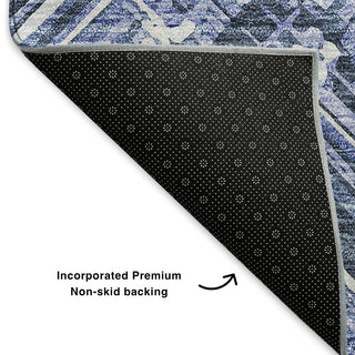 Premium Machine Washable Mayfield AMF630 Blue 2'3" x 7'6" Runner Rug