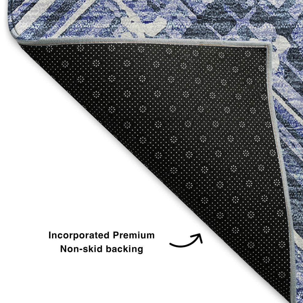 Premium Machine Washable Mayfield AMF630 Blue 2'3" x 7'6" Runner Rug