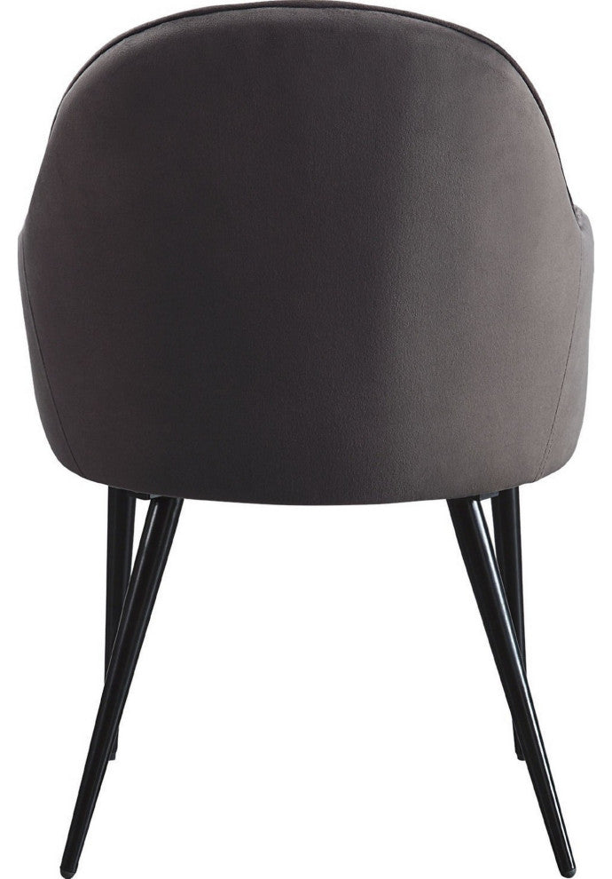 Benzara BM250260 S/2 Side Chair With Channel Tufting & Round Tapered Legs, Gray