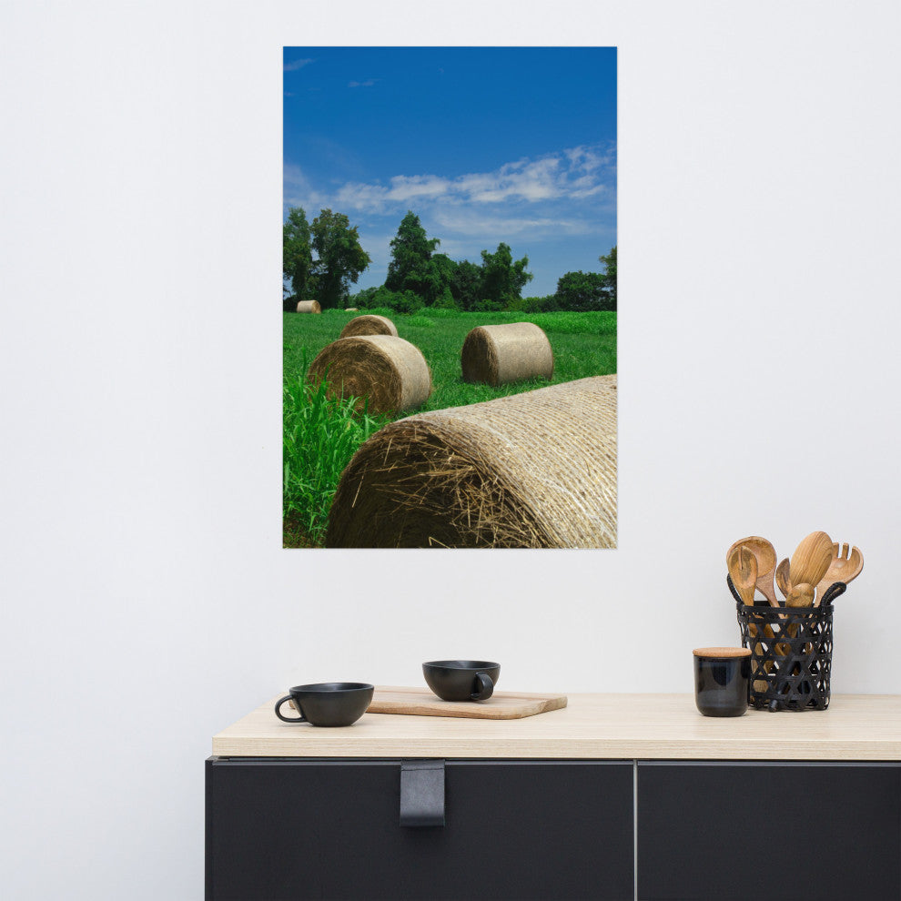 Hay Whatcha Doin in the Field Rural Unframed Wall Art Print, 24" X 36"