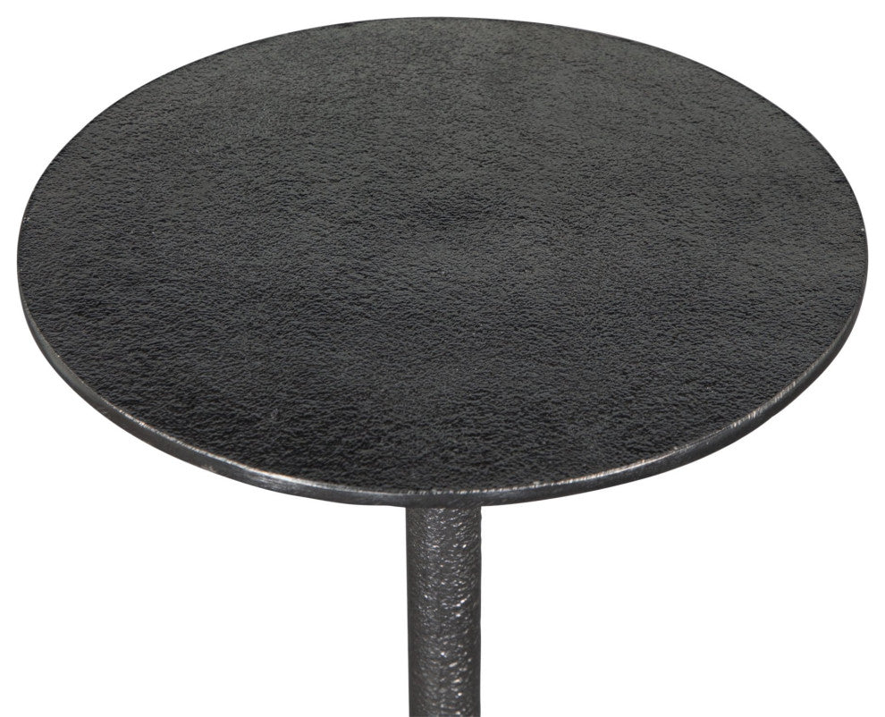 Sofa Side Table, Round, Aluminum, Metal, Antique Black, Black, Hospitality