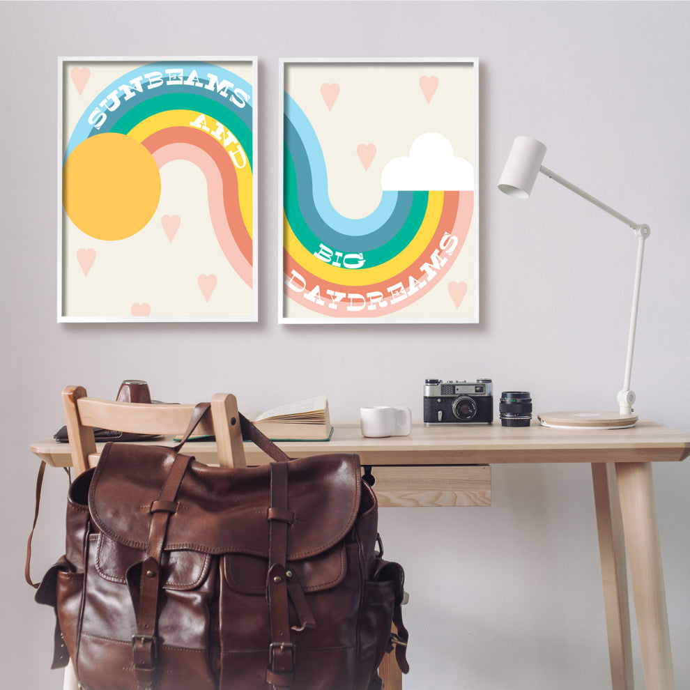 Rainbow Cloud Daydream Quote Heart Patten Design, 2pc, each 24 x  30