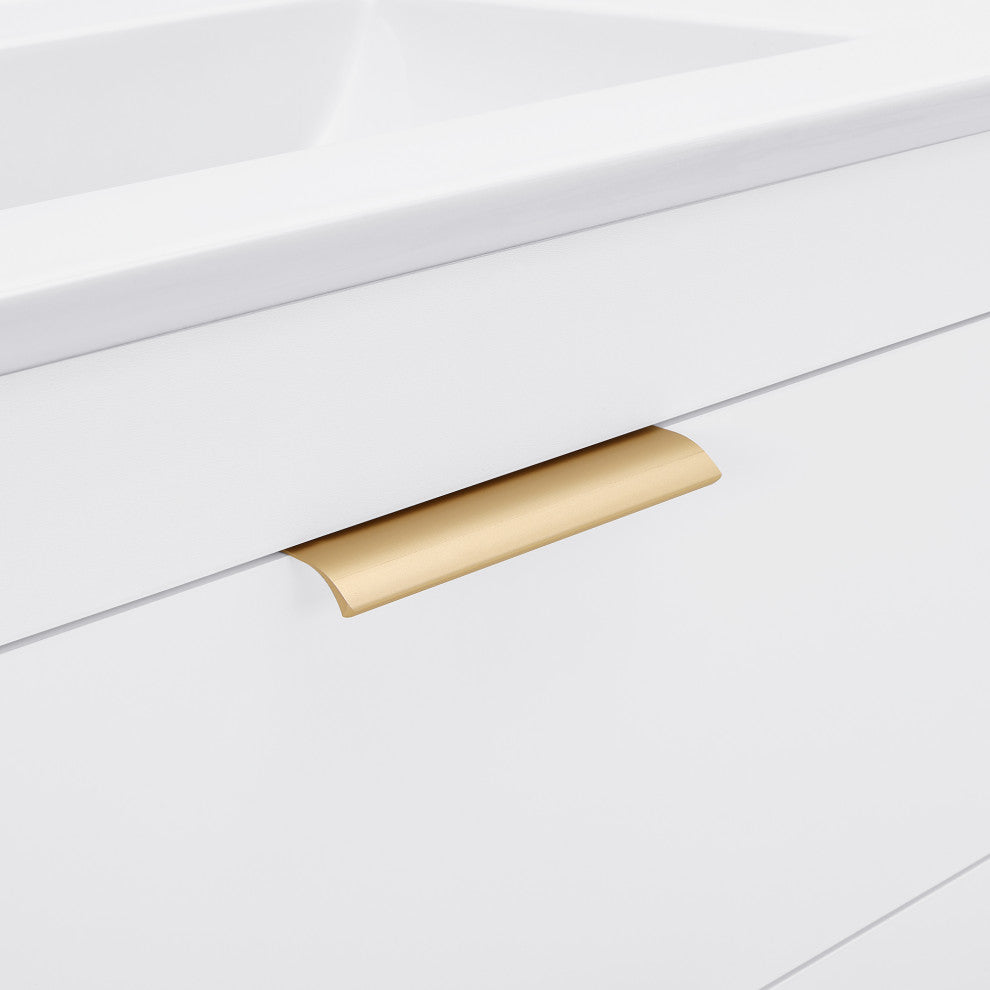 24" MDF Wall Mounted Bath Vanity, Integrated Ceramic Sink, White
