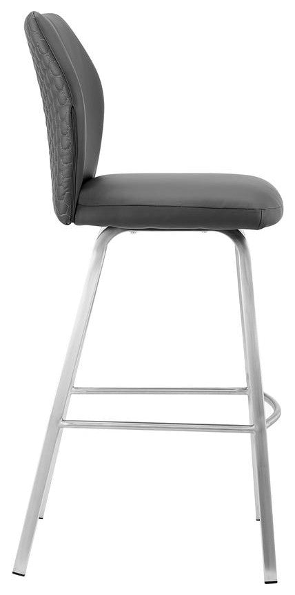 Tandy Gray Faux Leather and Brushed Stainless Steel 26 Counter Stool