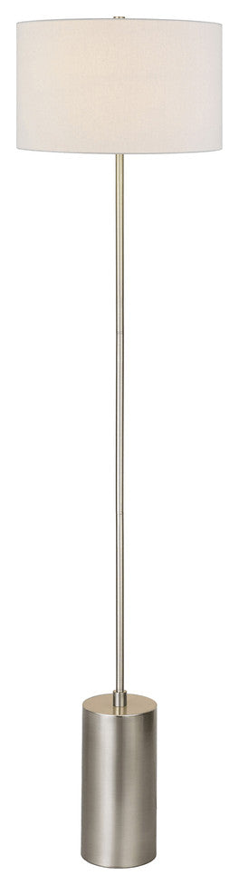 64" Nickel Traditional Shaped Floor Lamp With White Frosted Glass Empire Shade