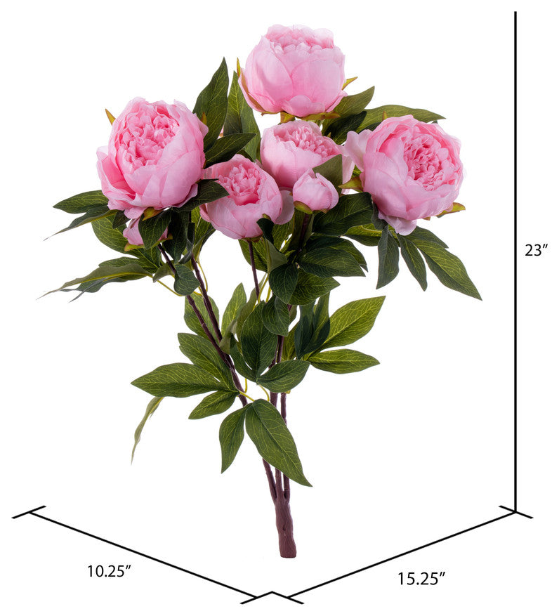 Vickerman 23" Artificial Brush Pink Peony Spray
