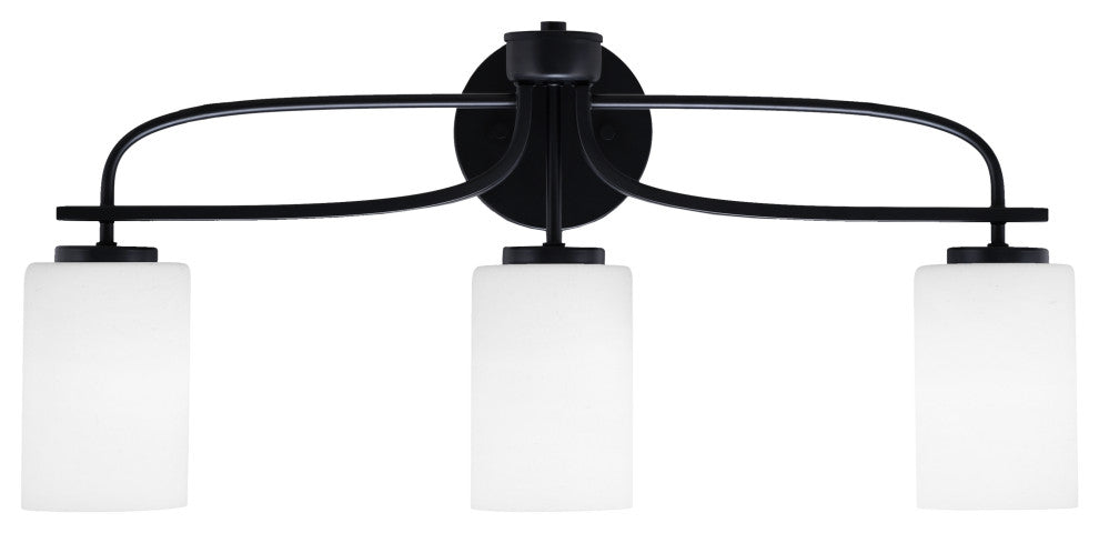 Cavella 3 Light Bath Bar, Matte Black Finish, 4" White Muslin Glass