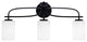 Cavella 3 Light Bath Bar, Matte Black Finish, 4" White Muslin Glass