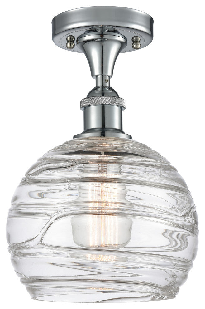Deco Swirl 1-Light Semi-Flush Mount, Polished Chrome, Clear