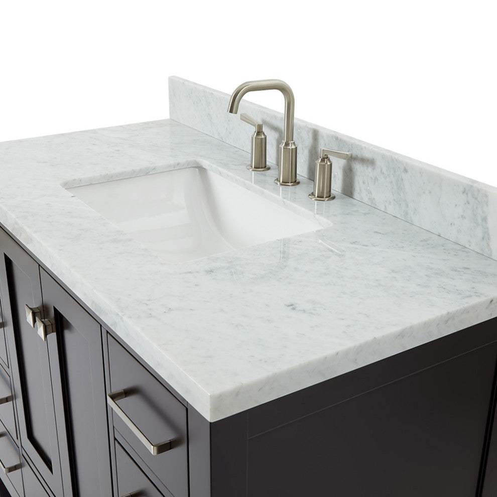 Cambridge 43" Bath Vanity With Marble Top With White Basin