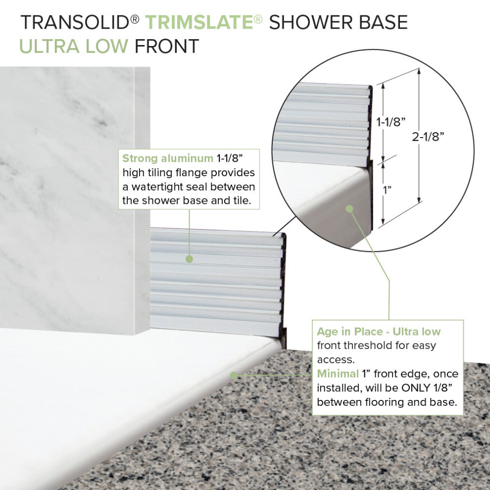 Transolid Titan 60" x 32" x 96" Walk" Shower Kit With End Drain