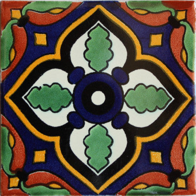 6"x6" Sassari Talavera Mexican Tiles, Set of 4