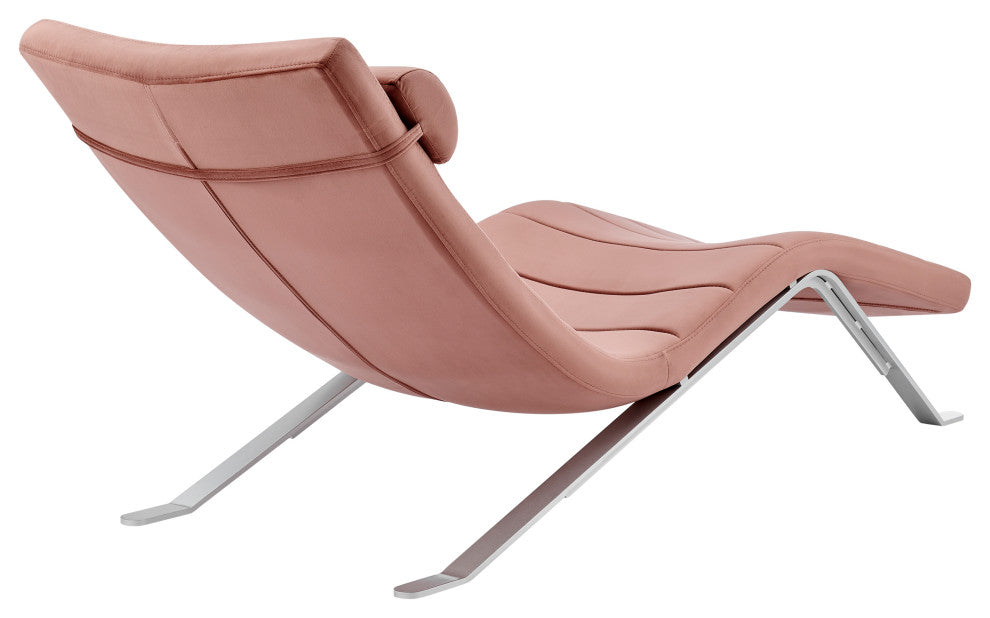 Gilda Lounge Chair, Rose Velvet With Silver Base